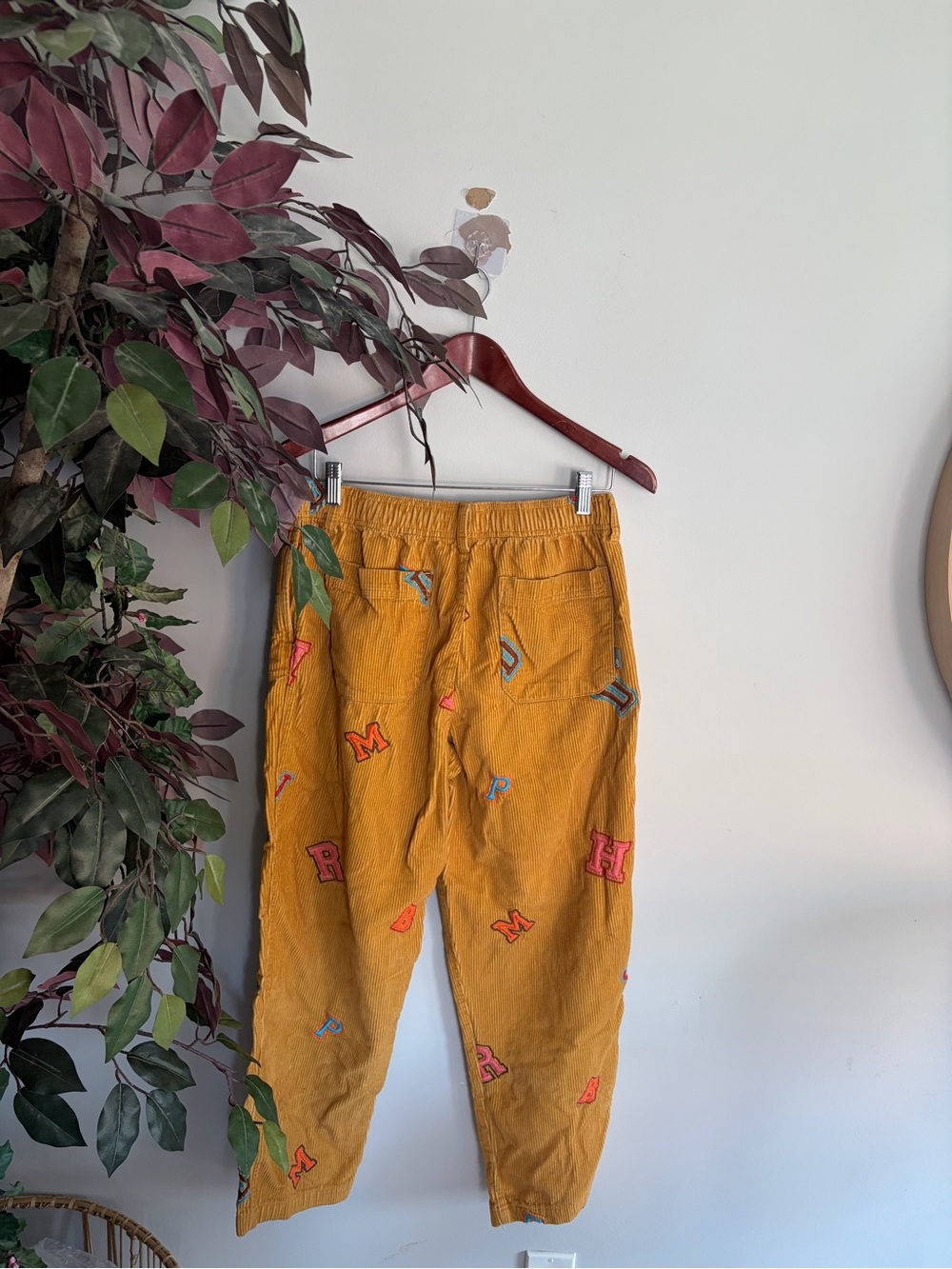 Urban Outfitters Mustard Corduroy Pants with Multicolor Embroidery - Picture 5 of 6